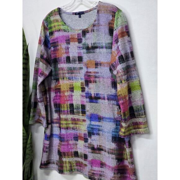 Lily London Colorful Abstract Brushstrokes Fleece Pullover Sweater - SZ. Large - Picture 2 of 4